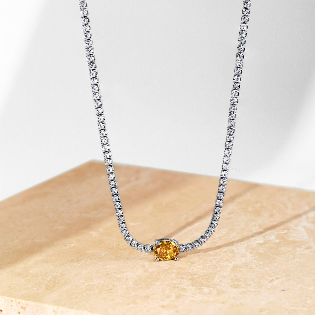 [Revel Jewelry]1.0 Carat Shining Oval Cut Necklace