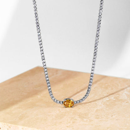 [Revel Jewelry]1.0 Carat Shining Oval Cut Necklace