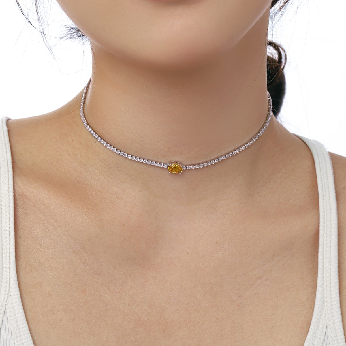 [Revel Jewelry]1.0 Carat Shining Oval Cut Necklace