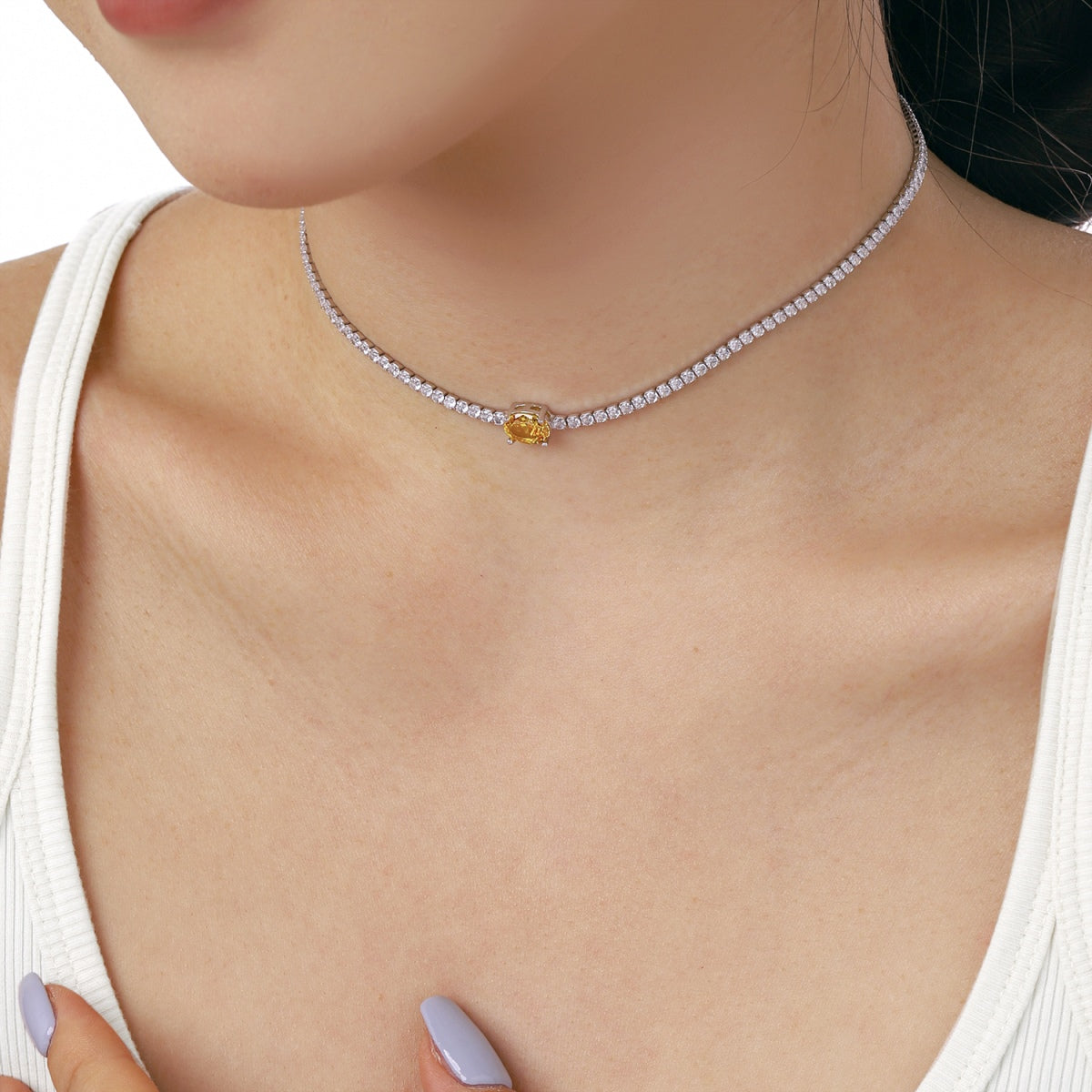 [Revel Jewelry]1.0 Carat Shining Oval Cut Necklace