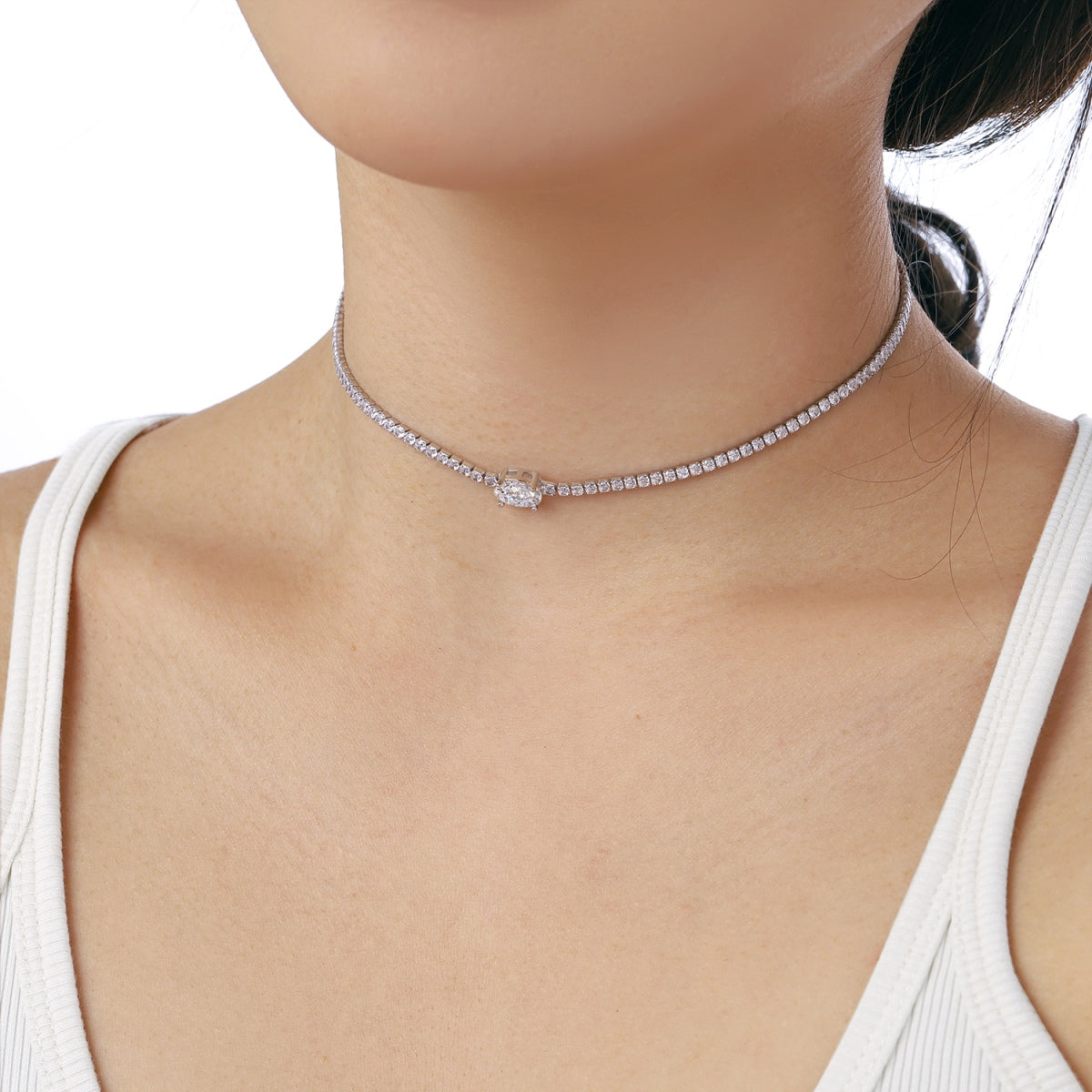[Revel Jewelry]1.0 Carat Shining Oval Cut Necklace