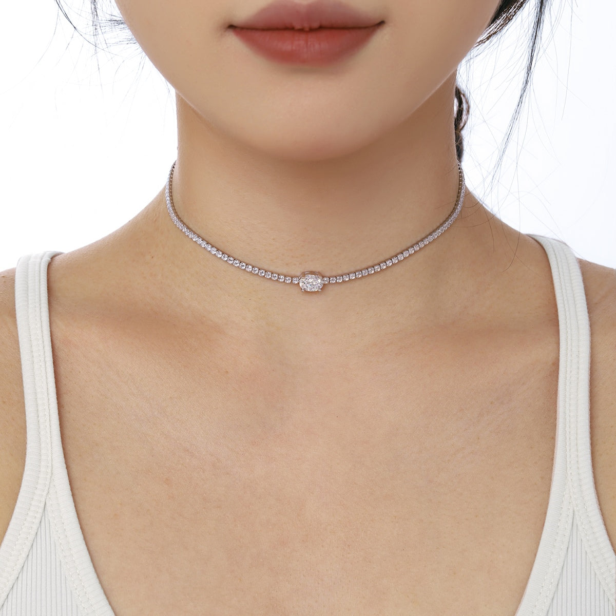 [Revel Jewelry]1.0 Carat Shining Oval Cut Necklace