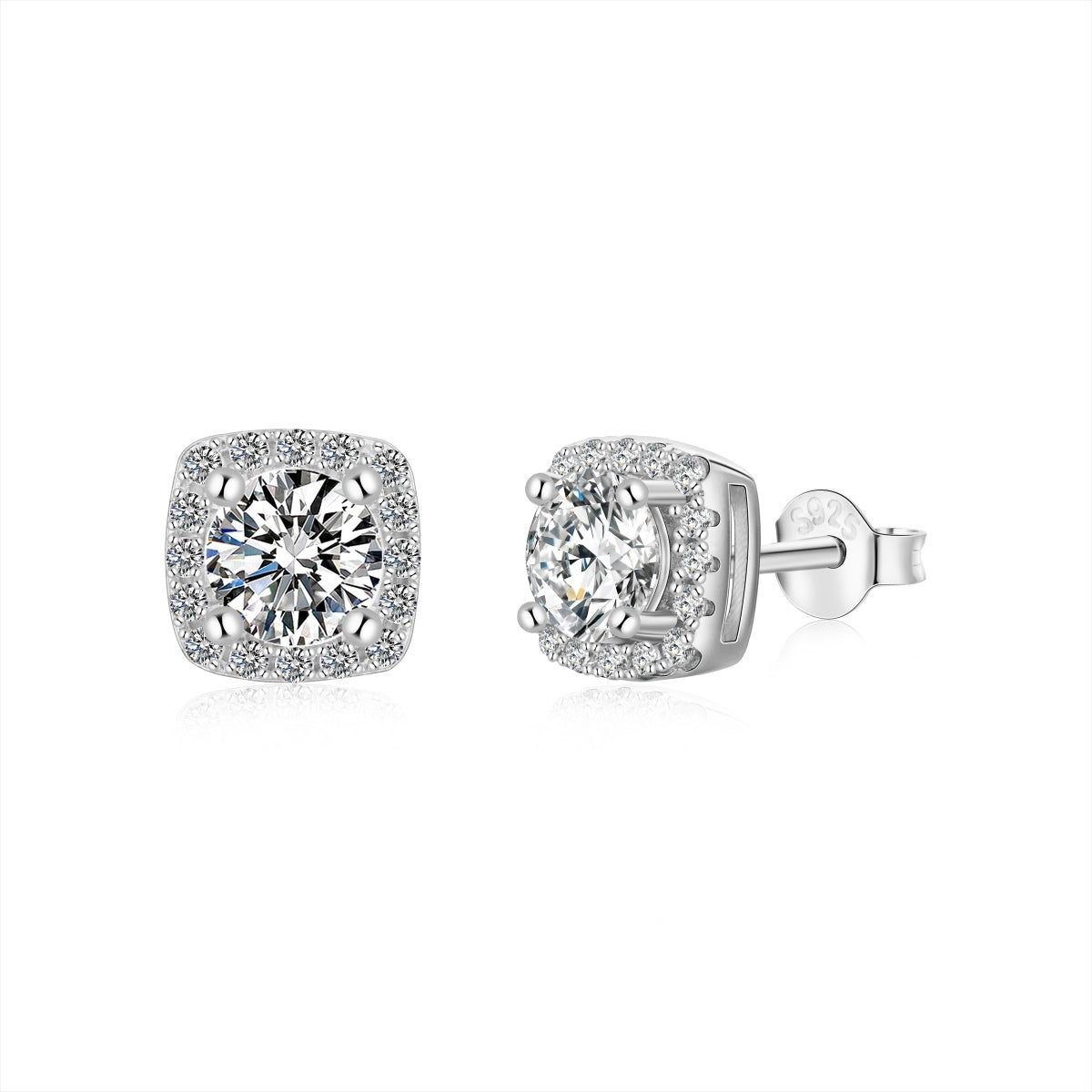 [Revel Jewelry]Classic Round Center Stone Stud Earrings