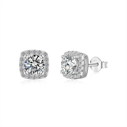 [Revel Jewelry]Classic Round Center Stone Stud Earrings