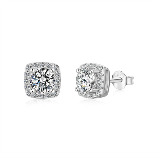 [Revel Jewelry]Classic Round Center Stone Stud Earrings
