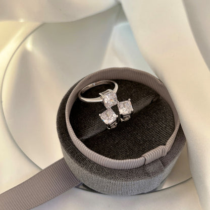[Revel Jewelry]1.0 Carat Radiant Princess Cut Wedding Earrings