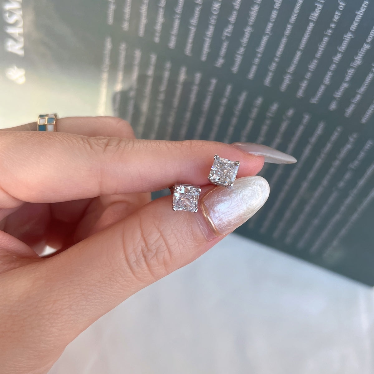 [Revel Jewelry]1.0 Carat Radiant Princess Cut Wedding Earrings