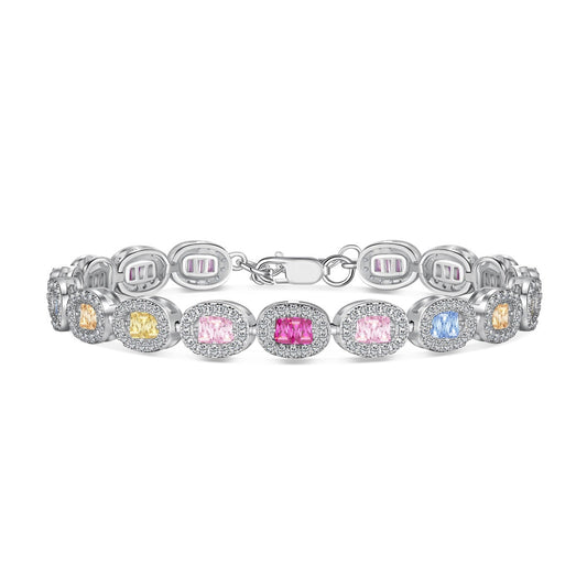 [Revel Jewelry]Exquisites, reich verziertes Smaragdschliff-Alltagsarmband
