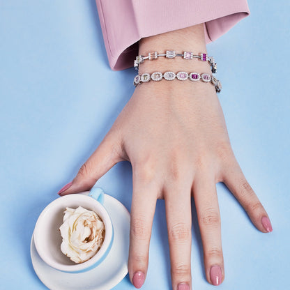 [Revel Jewelry]華奢で魅力的なエメラルドカットデイリーブレスレット
