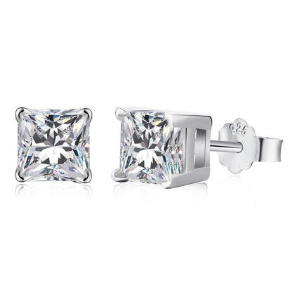 [Revel Jewelry]1.0 Carat Radiant Princess Cut Wedding Earrings