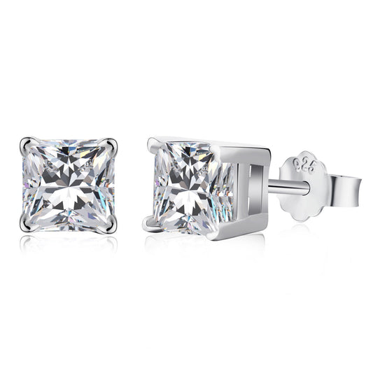 [Revel Jewelry]1.0 Carat Radiant Princess Cut Wedding Earrings