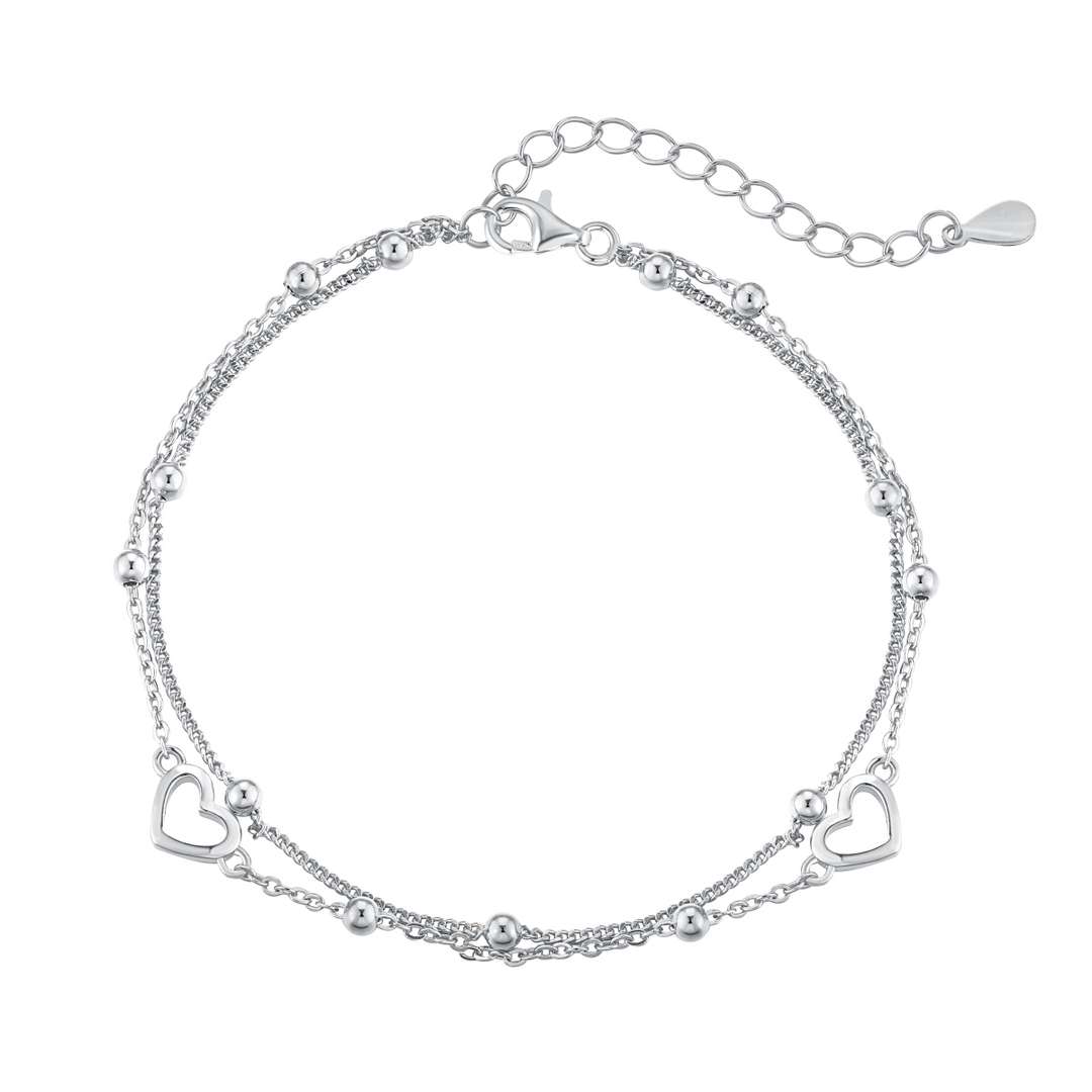 [Revel Jewelry]華奢な二層のラブハートブレスレット