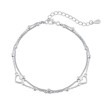 [Revel Jewelry]華奢な二層のラブハートブレスレット