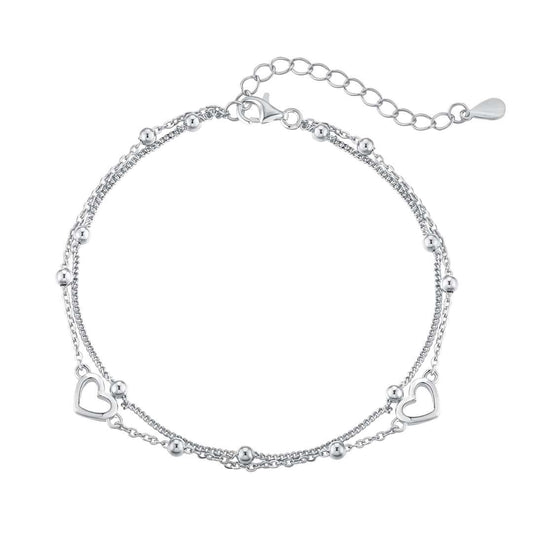 [Revel Jewelry]Dainty Double Layer Love Heart Bracelet