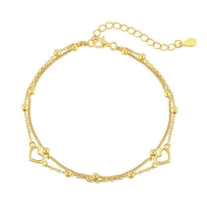 [Revel Jewelry]華奢な二層のラブハートブレスレット