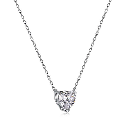 [Revel Jewelry]Heart Shape Main Stone Pendant Collarbone Necklace