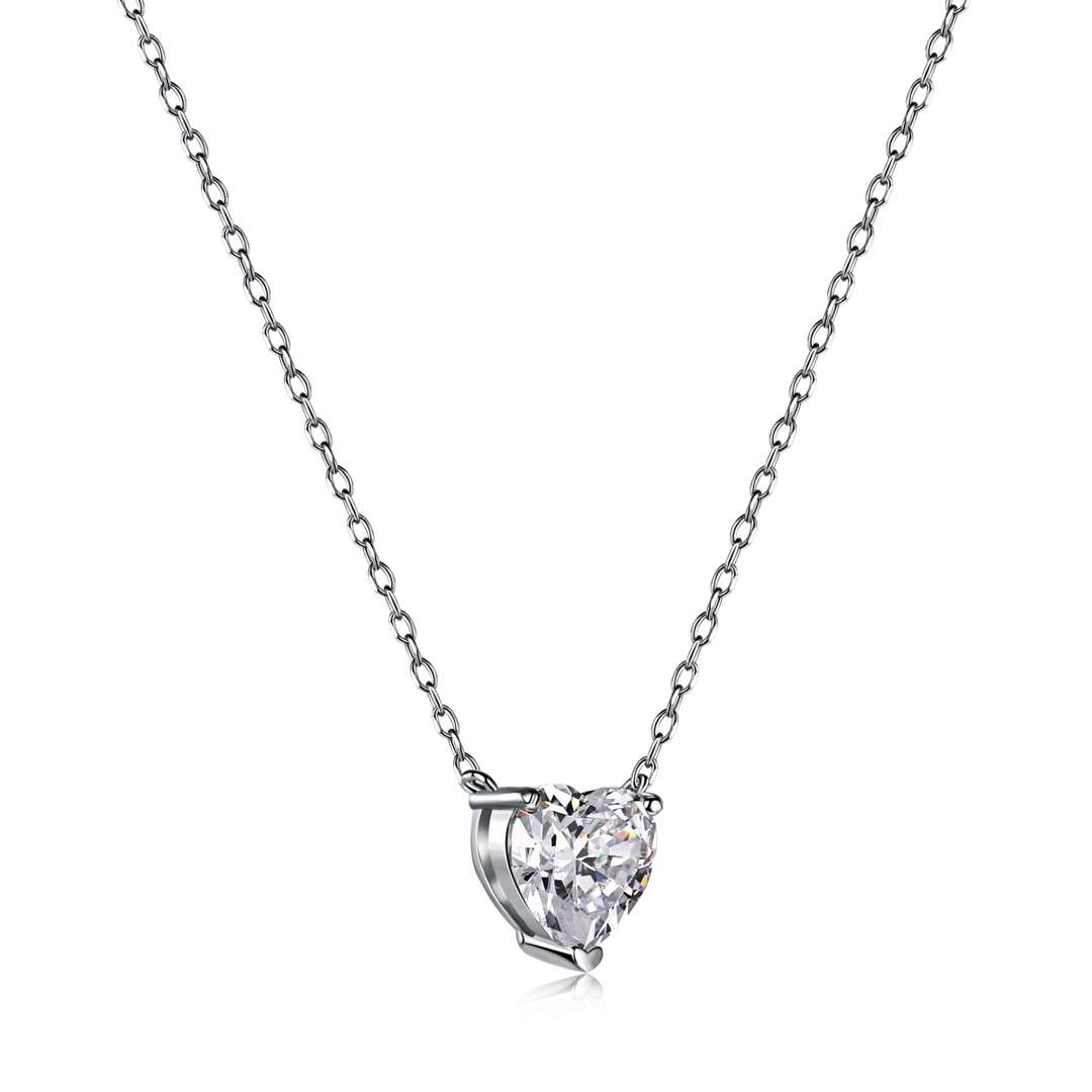 [Revel Jewelry]Heart Shape Main Stone Pendant Collarbone Necklace