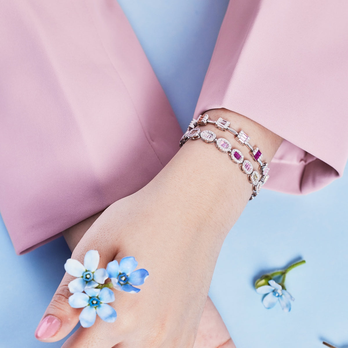 [Revel Jewelry] エメラルドカット装飾ブレスレット