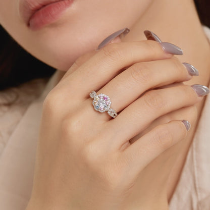 [Revel Jewelry]Delicate Colorful Round Cut Flower Shape Wedding Ring