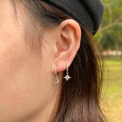 [Revel Jewelry]Star and Moon Asymmetric Earrings