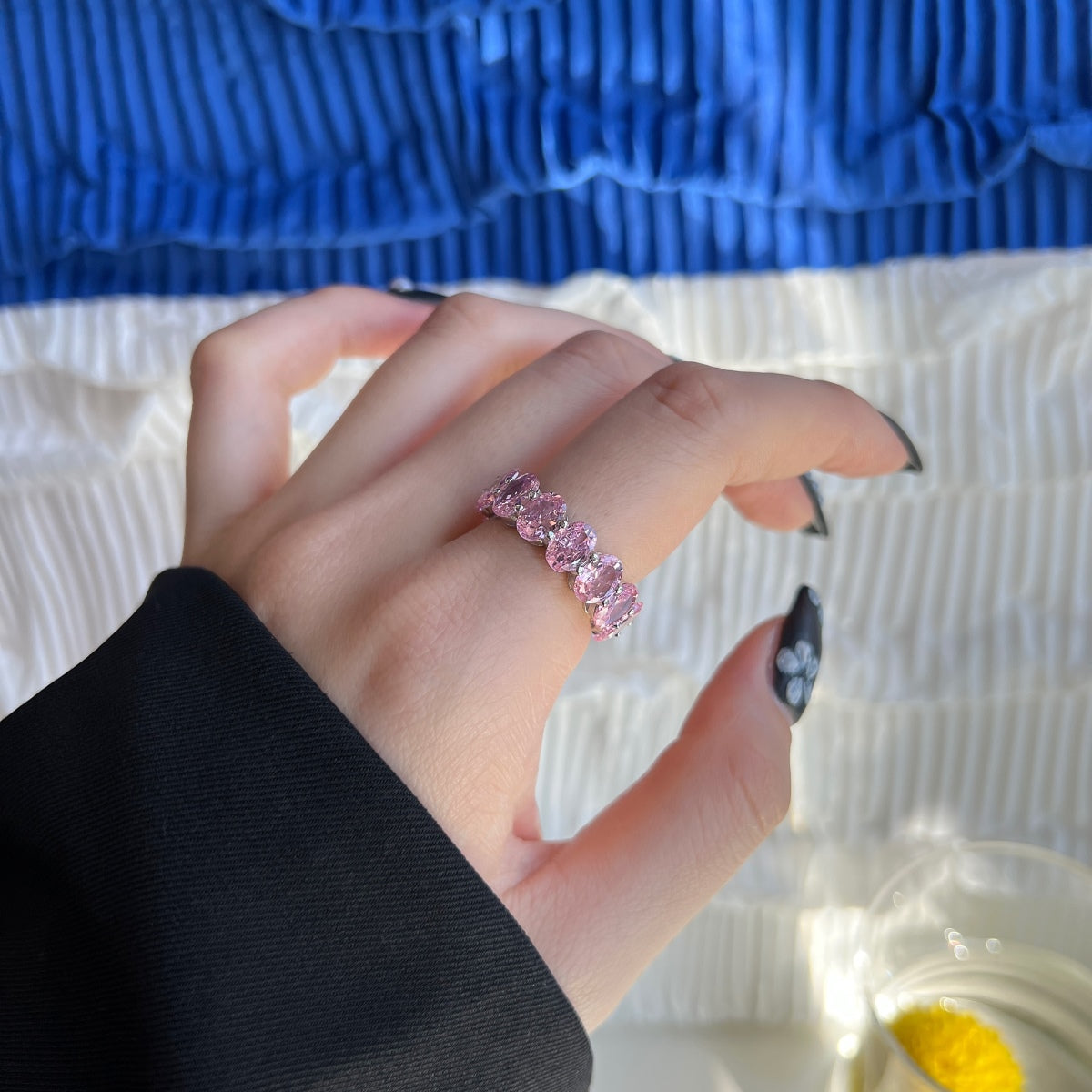[Revel Jewelry]Dainty Elongated Cushion Cut Tennis Ring