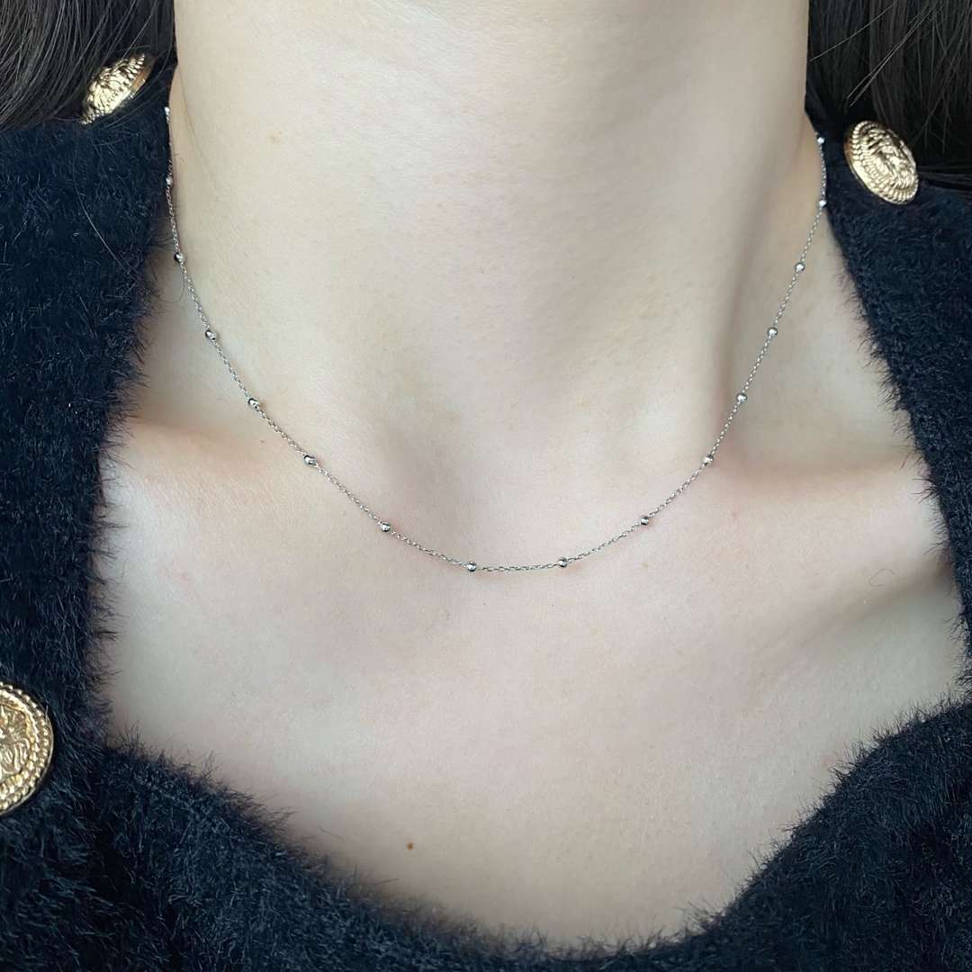 [Revel Jewelry]Small Bead Clavicle Chain Simple Necklace