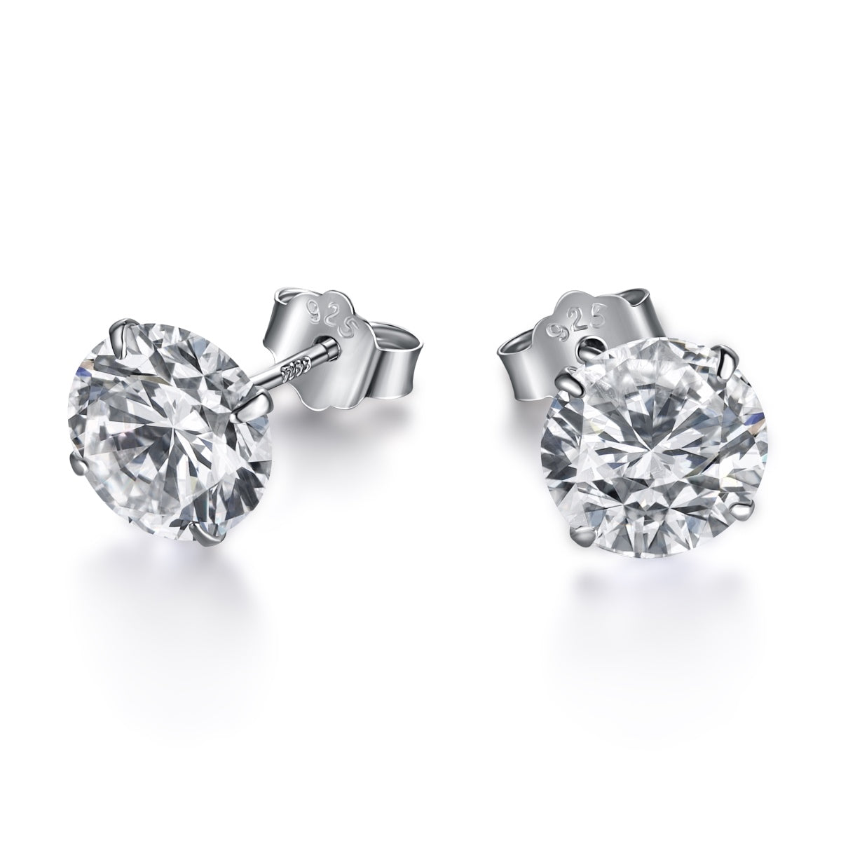 [Revel Jewelry]Stylish Shiny Round Center Stone Stud Earrings