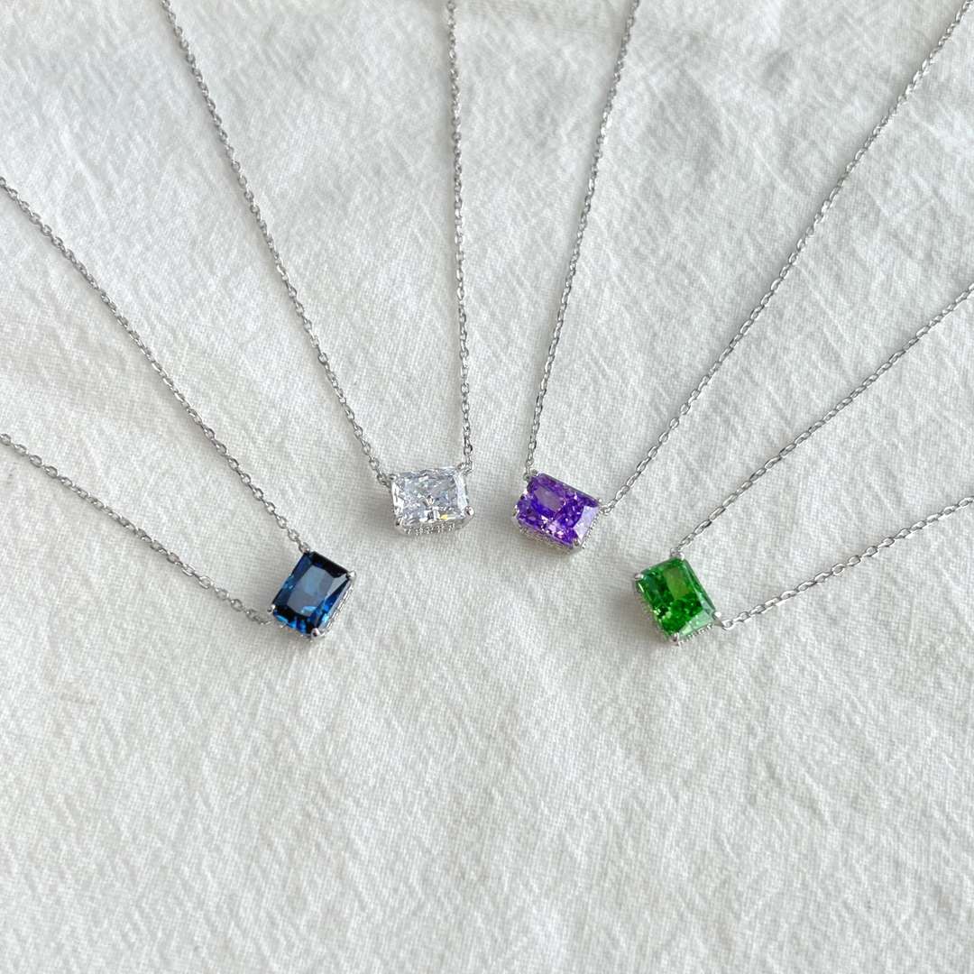 [Revel Jewelry]Luxurious Square Shape Colorful Necalack