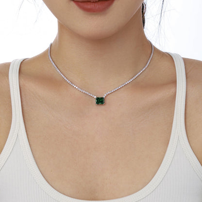[Revel Jewelry]4.0 Carat Elegant Radiant Cut Necklace