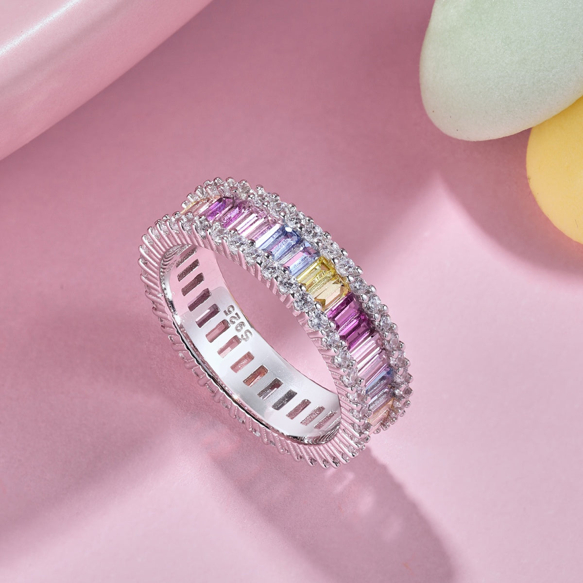 [Revel Jewelry]Dainty Kaleidoscopic Emerald Cut Daily Ring