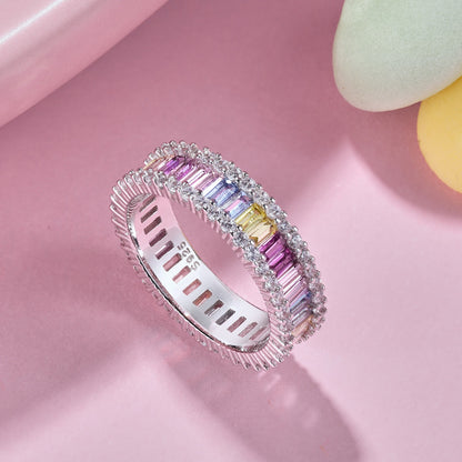 [Revel Jewelry]Dainty Kaleidoscopic Emerald Cut Daily Ring