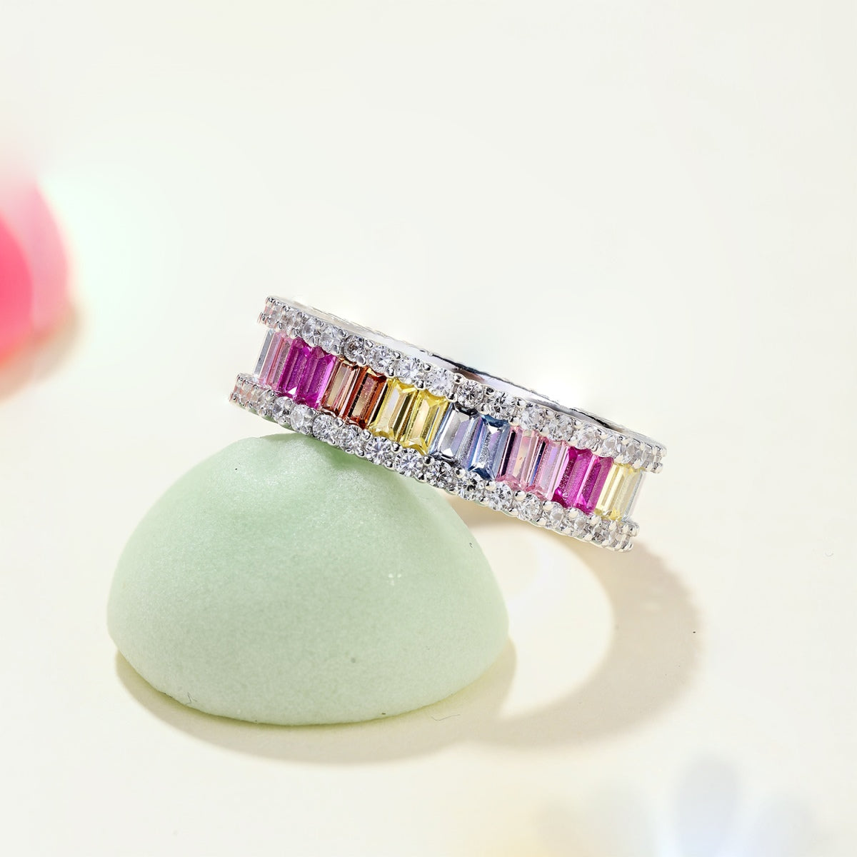 [Revel Jewelry]Dainty Kaleidoscopic Emerald Cut Daily Ring