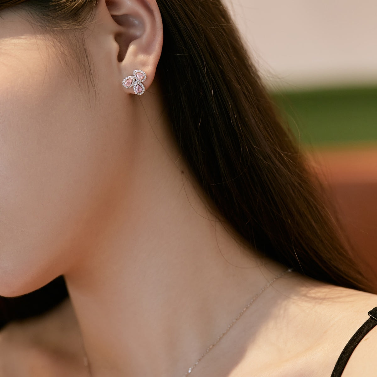 [Revel Jewelry]Ornate Flower Shape Pear Cut Lover Earrings