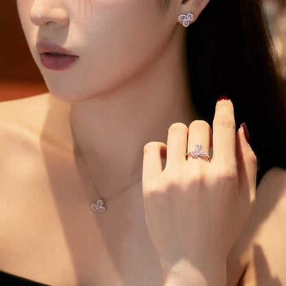 [Revel Jewelry]Ornate Flower Shape Pear Cut Lover Earrings