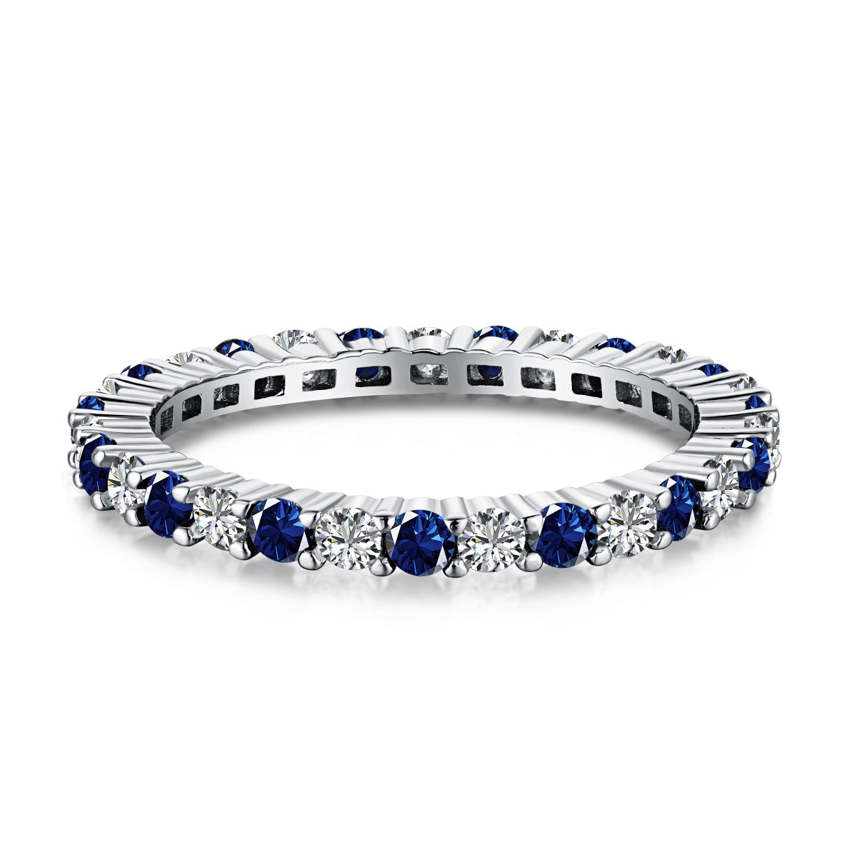 [Revel Jewelry]Exquisite Colorful Round Cut Tennis Ring