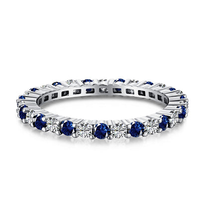 [Revel Jewelry]Exquisite Colorful Round Cut Tennis Ring