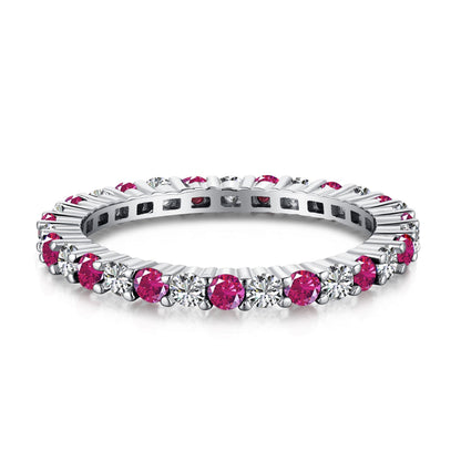 [Revel Jewelry]Exquisite Colorful Round Cut Tennis Ring