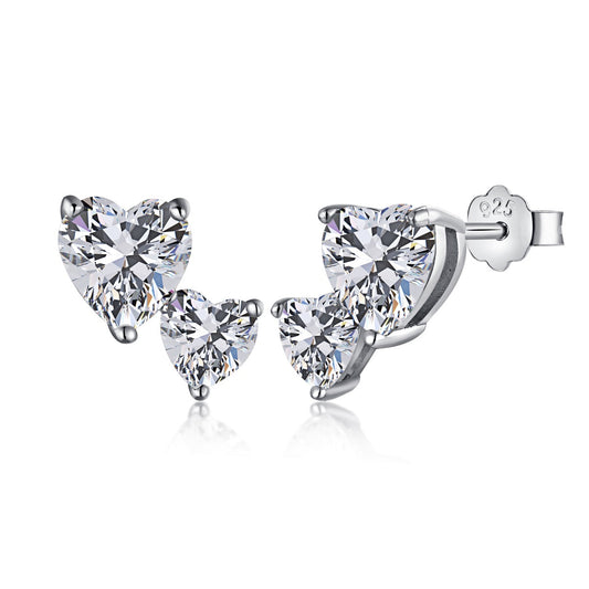 [Revel Jewelry]Double Heart-Shape Classic Princess Style Earrings