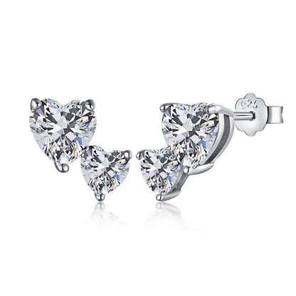 [Revel Jewelry]Double Heart-Shape Classic Princess Style Earrings