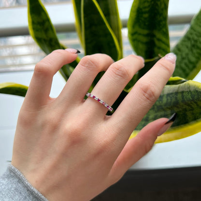 [Revel Jewelry]Exquisite Colorful Round Cut Tennis Ring