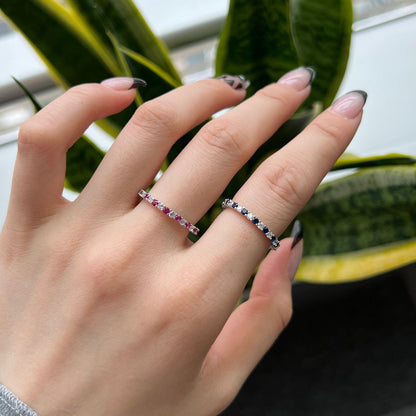 [Revel Jewelry]Exquisite Colorful Round Cut Tennis Ring