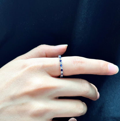 [Revel Jewelry]Exquisite Colorful Round Cut Tennis Ring