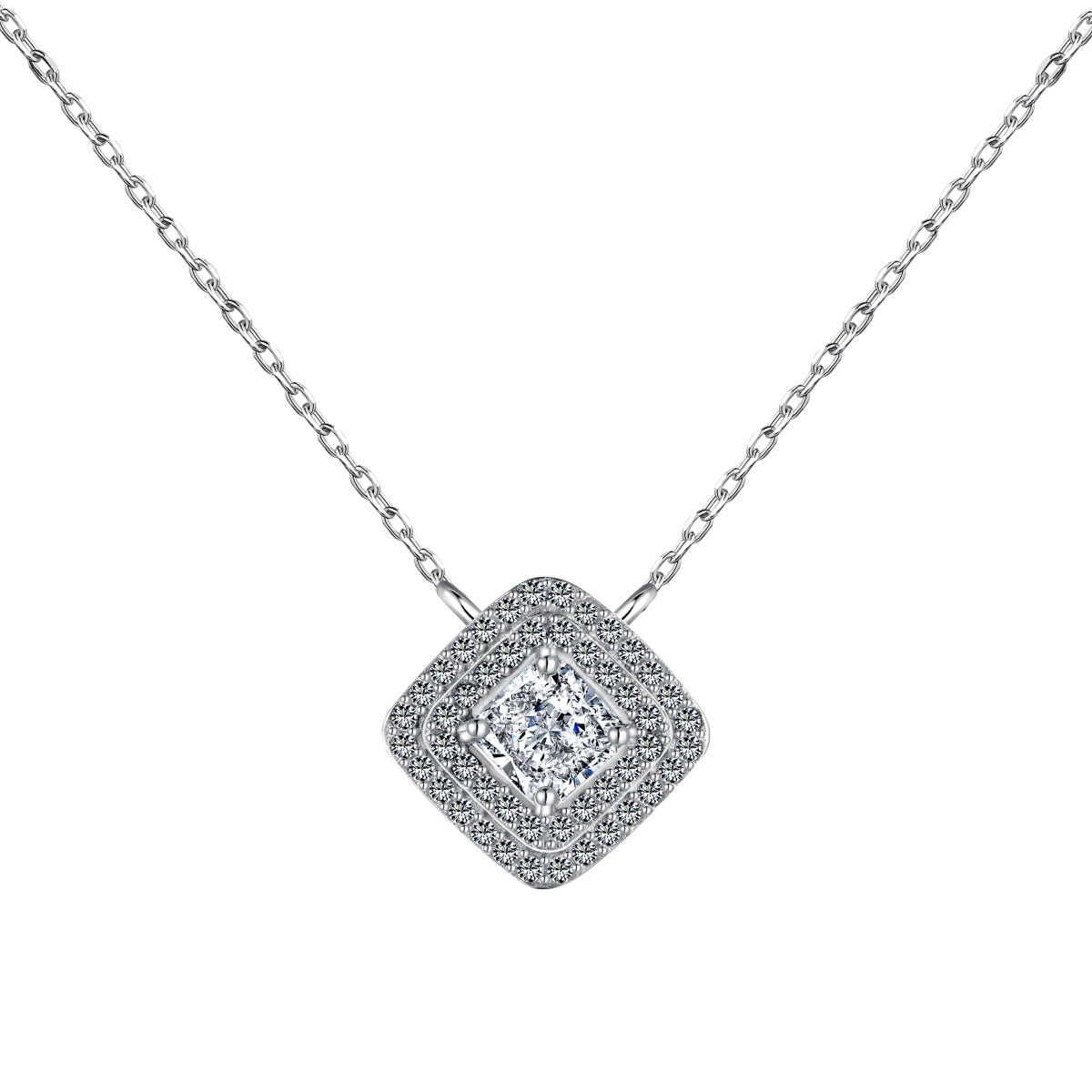 [Revel Jewelry]Funkelnde Asscher-Schliff-Halskette