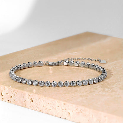 [Revel Jewelry]華麗なラウンドカットの輝くデイリーブレスレット