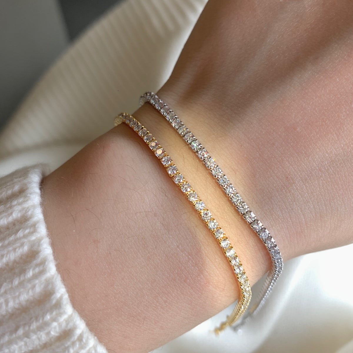 [Revel Jewelry]Radiant Shinning Princess Cut Tennis Bracelet