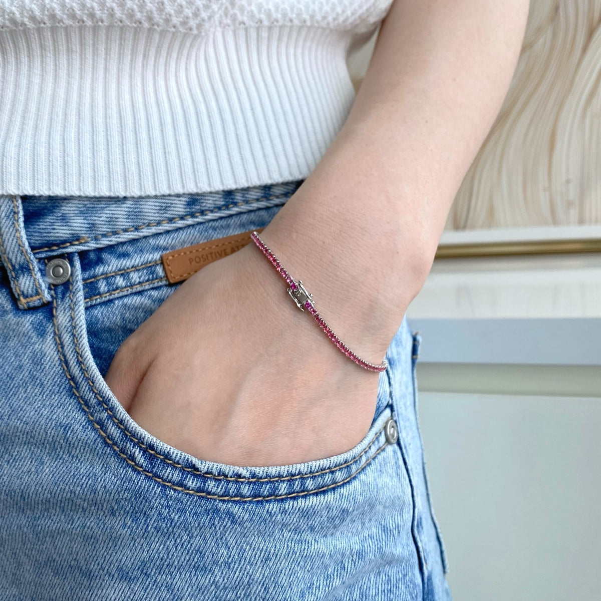 [Revel Jewelry] デイリー向けラウンドカットカラフルブレスレット
