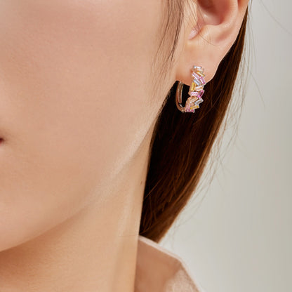 [Revel Jewelry]Dazzling Colorful Emerald Cut Daily Earrings