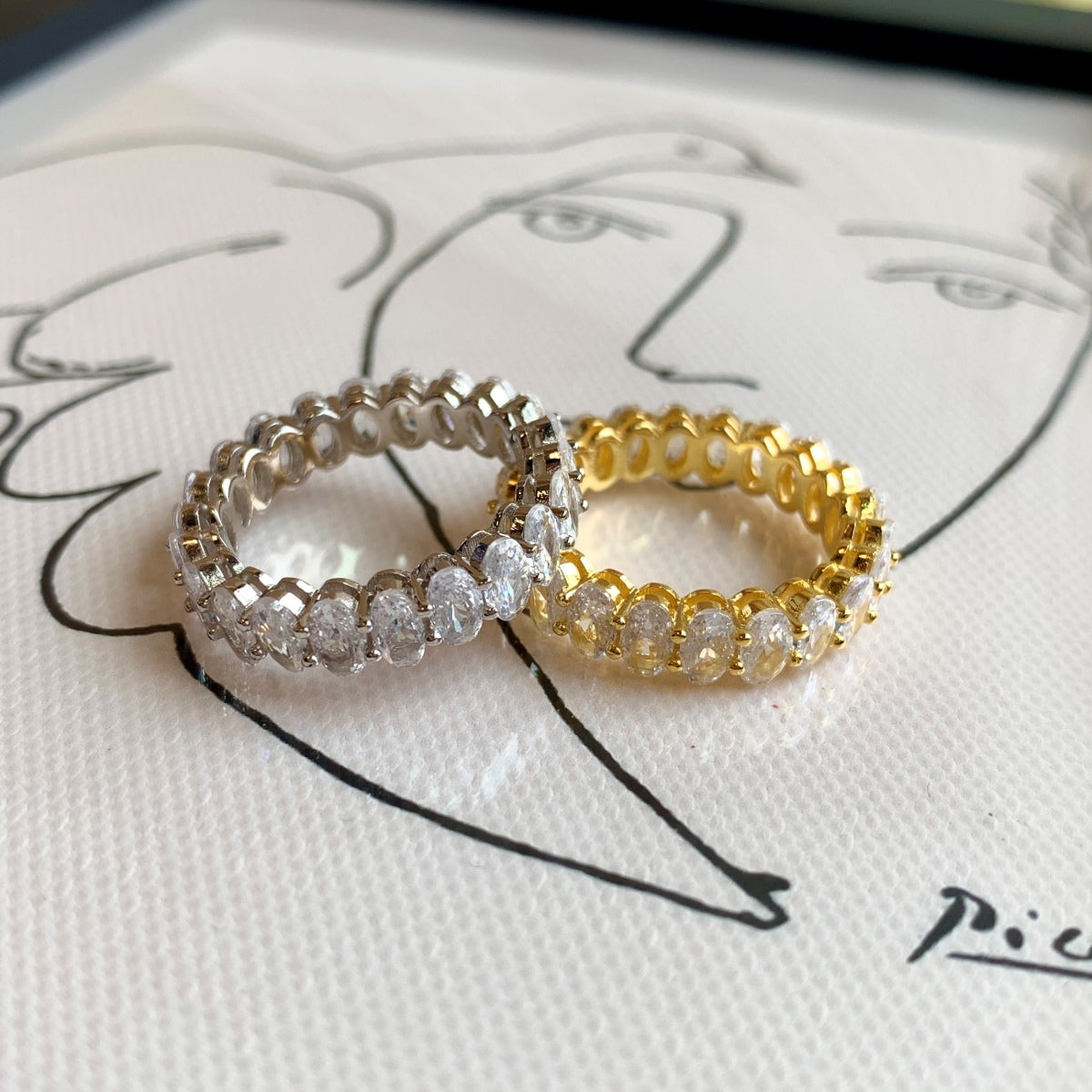 [Revel Jewelry]Ornate Oval Cut Tennis Ring