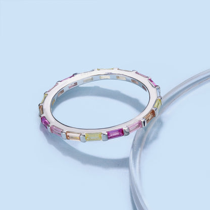 [Revel Jewelry]Exquisite Multicolored Emerald Cut Daily Ring