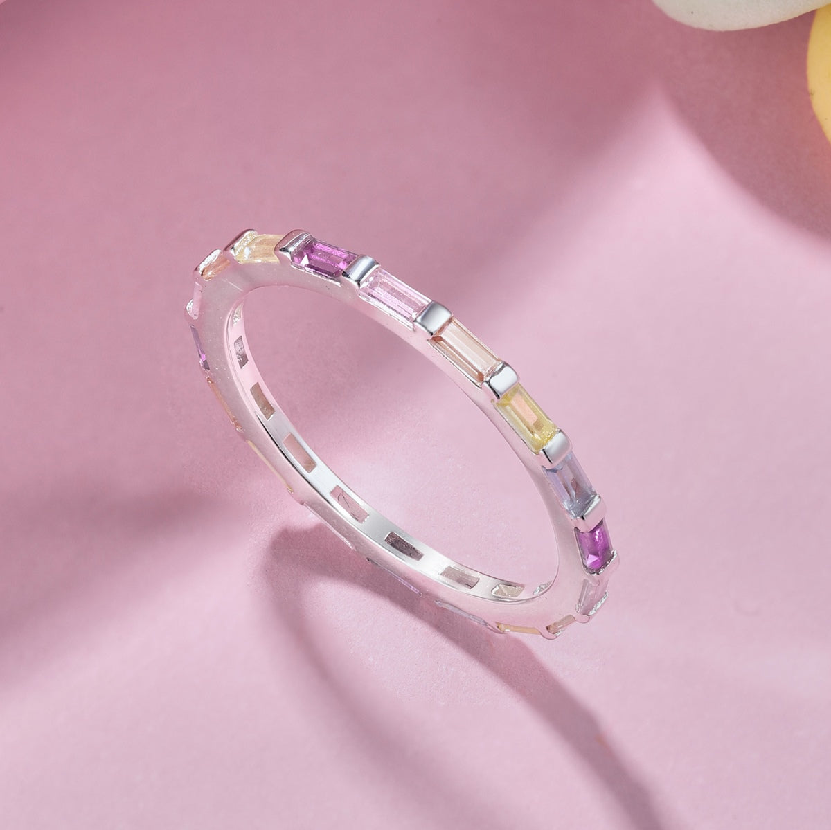 [Revel Jewelry]Exquisite Multicolored Emerald Cut Daily Ring